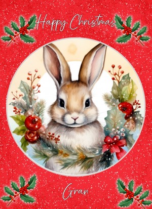 Christmas Card For Gran (Globe, Rabbit)