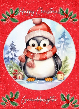 Christmas Card For Granddaughter (Globe, Penguin)