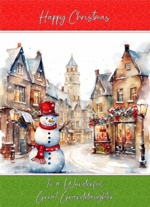 Christmas Card For Great Granddaughter (Snowman Town)