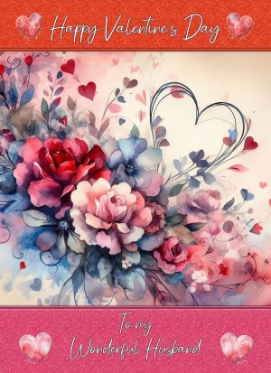Valentines Day Card for Husband (Heart Art, Design 5)