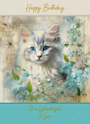 Cat Art Birthday Card for Mum (Design 2)
