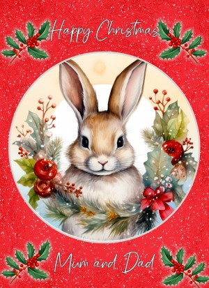 Christmas Card For Mum and Dad (Globe, Rabbit)