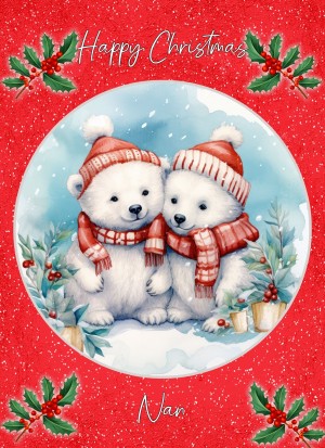 Christmas Card For Nan (Globe, Polar Bear Couple)