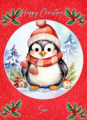 Christmas Card For Son (Globe, Penguin)