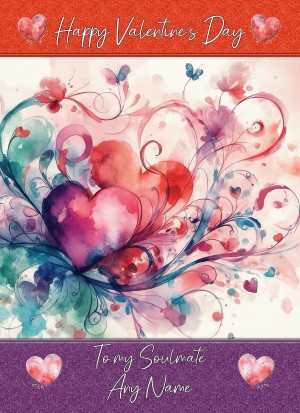 Personalised Valentines Day Card for Soulmate (Heart Art, Design 2)