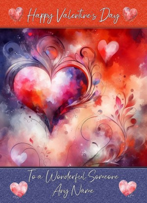 Personalised Valentines Day Card for Wonderful Someone (Heart Art, Design 3)