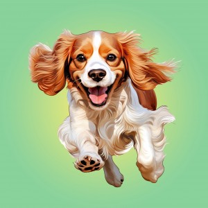 Cavalier King Charles Spaniel Dog Blank Square Card (Running Art)