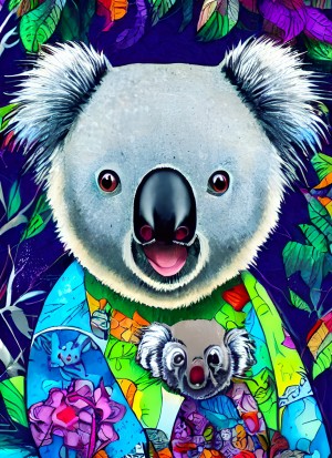 Koala Bear Colourful Art Blank Greeting Card