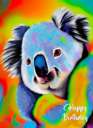 Koala Bear Animal Colourful Abstract Art Birthday Card