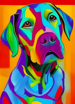 Labrador Dog Colourful Abstract Art Blank Greeting Card