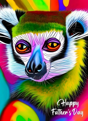 Lemur Animal Colourful Abstract Art Fathers Day Card