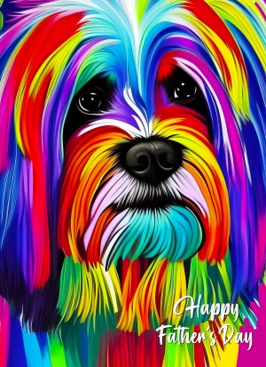 Lhasa Apso Dog Colourful Abstract Art Fathers Day Card