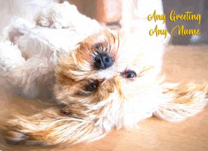 Personalised Lhasa Apso Art Greeting Card (Birthday, Christmas, Any Occasion)
