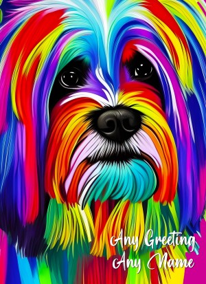 Personalised Lhasa Apso Dog Colourful Abstract Art Greeting Card (Birthday, Fathers Day, Any Occasion)
