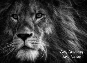 Personalised Lion Black and White Art Greeting Card (Birthday, Christmas, Any Occasion)