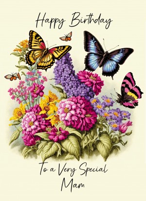 Butterfly Art Birthday Card For Mam