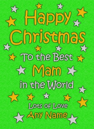 Personalised Mam Christmas Card (Green)