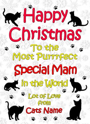 Personalised From The Cat Christmas Card (Special Mam, White)