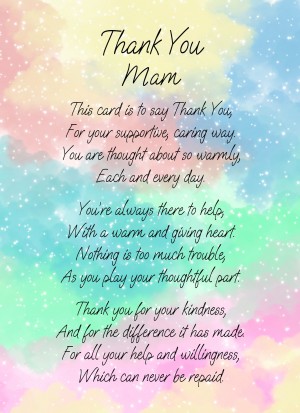 Thank You Poem Verse Card For Mam