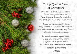 Christmas Verse Poem Greeting Card (Special Mam, from Daughter, Fir)