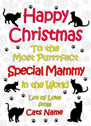 Personalised From The Cat Christmas Card (Special Mammy, White)