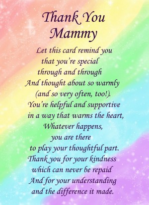 Thank You 'Mammy' Poem Verse Greeting Card