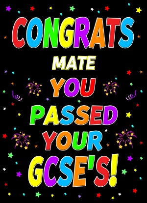 Congratulations GCSE Passing Exams Card For Mate (Design 1)