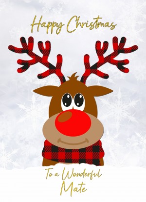Christmas Card For Mate (Reindeer Cartoon)