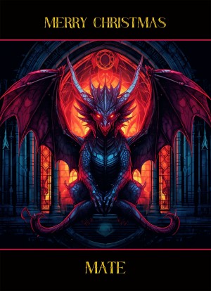 Gothic Fantasy Dragon Christmas Card For Mate (Design 3)