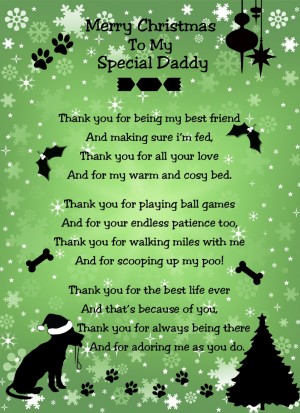 from The Dog Verse Poem Christmas Card (Green, Merry Christmas, Special Daddy)