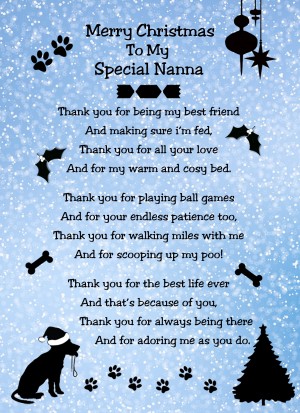 From The Dog Verse Poem Christmas Card (Special Nanna, Snow, Merry Christmas)