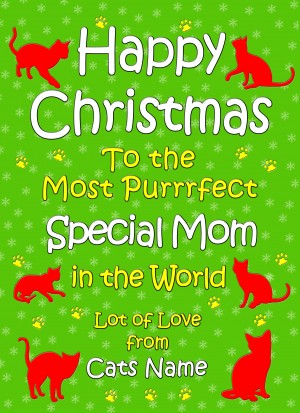 Personalised From The Cat Christmas Card (Special Mom, Green)