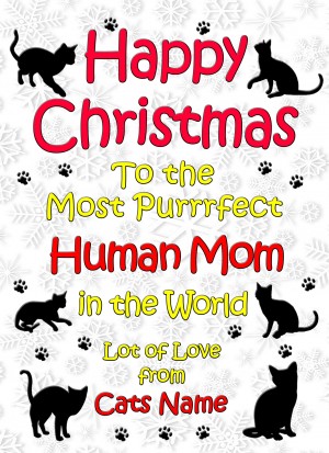 Personalised From The Cat Christmas Card (Human Mom, White)