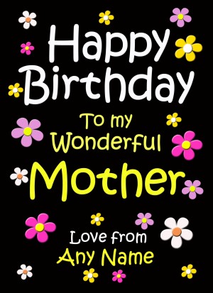 Personalised Mother Birthday Card (Black)