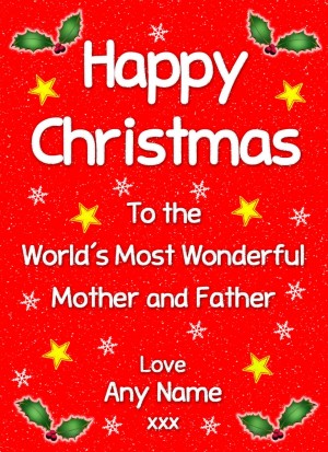 Personalised 'Mother and Father' Christmas Greeting Card