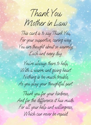 Thank You Poem Verse Card For Mother in Law