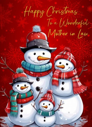 Christmas Card For Mother in Law (Snowman, Design 10)