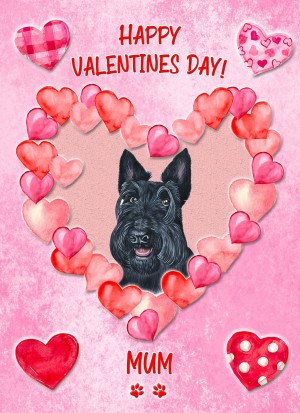 Scottish Terrier Dog Valentines Day Card (Happy Valentines, Mum)