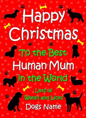 Personalised From The Dog Christmas Card (Human Mum, Red)