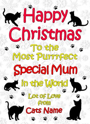 Personalised From The Cat Christmas Card (Special Mum, White)