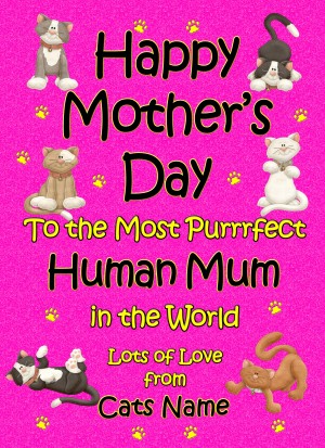Personalised From The Cat Mothers Day Card (Cerise, Purrrfect Human Mum)