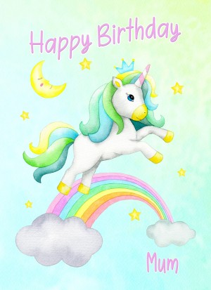 Birthday Card For Mum (Unicorn, Green)
