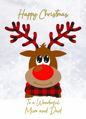 Christmas Card For Mum and Dad (Reindeer Cartoon)