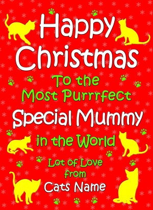 Personalised From The Cat Christmas Card (Special Mummy, Red)