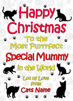 Personalised From The Cat Christmas Card (Special Mummy, White)