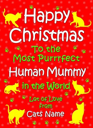 Personalised From The Cat Christmas Card (Human Mummy, Red)