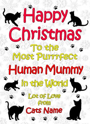 Personalised From The Cat Christmas Card (Human Mummy, White)
