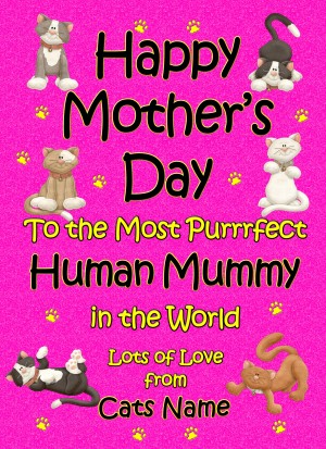 Personalised From The Cat Mothers Day Card (Cerise, Purrrfect Human Mummy)