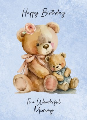 Cuddly Bear Art Birthday Card For Mummy (Design 2)