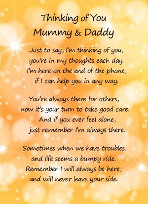 Thinking of You 'Mummy and Daddy' Poem Verse Greeting Card